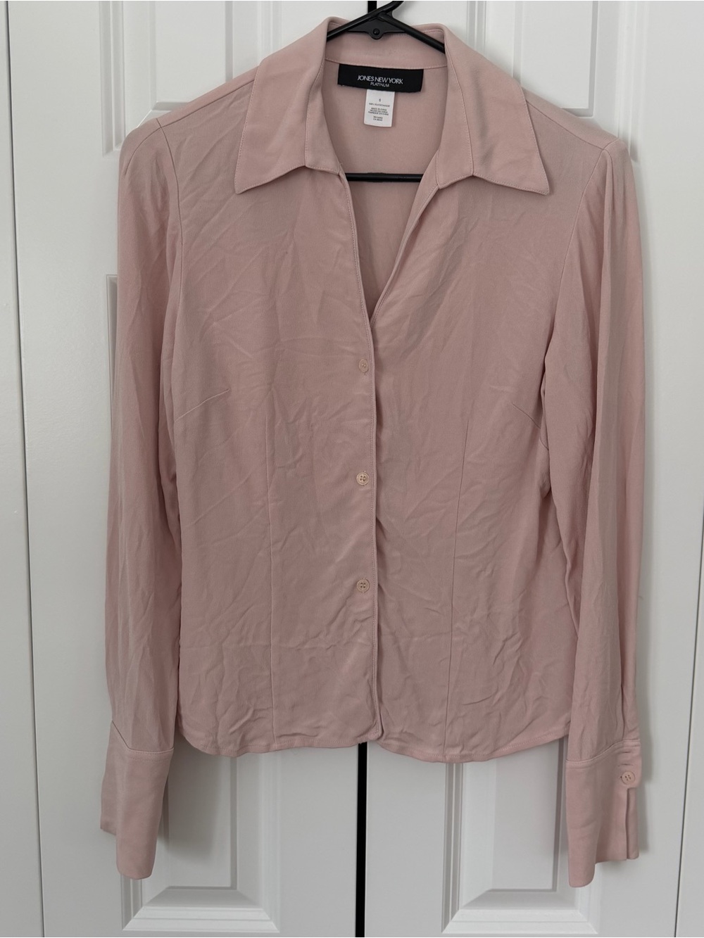 Jones New York Silk Button Down Long Sleeve Top